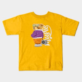 Music Lover  Bear Kids T-Shirt